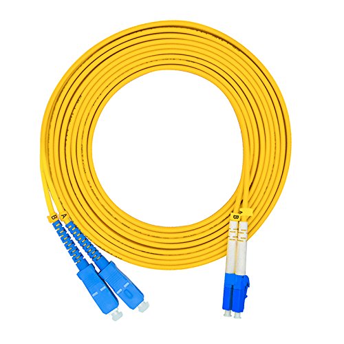 LC/APC to SC/APC 9/125 Singlemode Duplex Plenum Fiber Patch Cable - OS2 - 1 Meter