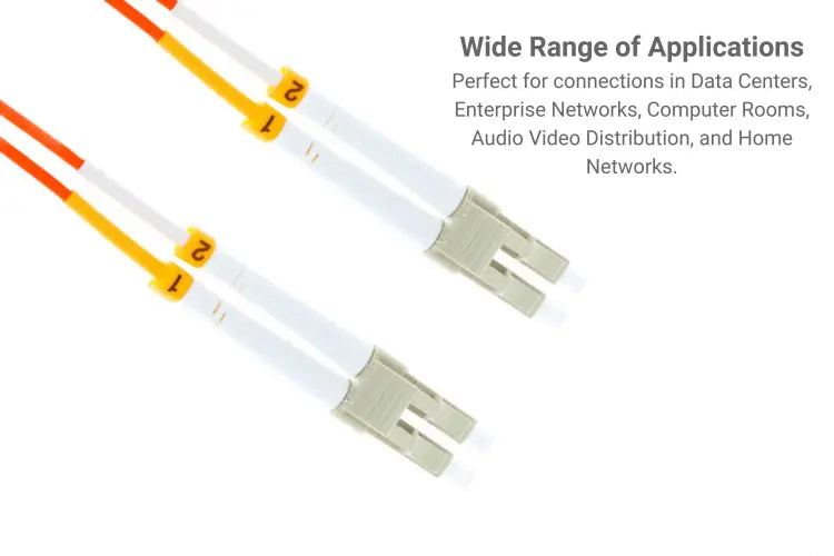 LC to LC Multimode Duplex 62.5/125 OM1 Fiber Patch Cable, 3 Meters